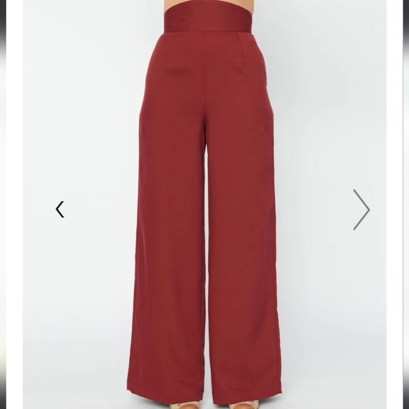 Unique Vintage Plus Size Burgundy High Waist Pants - 2X/18 - Picture 2 of 7